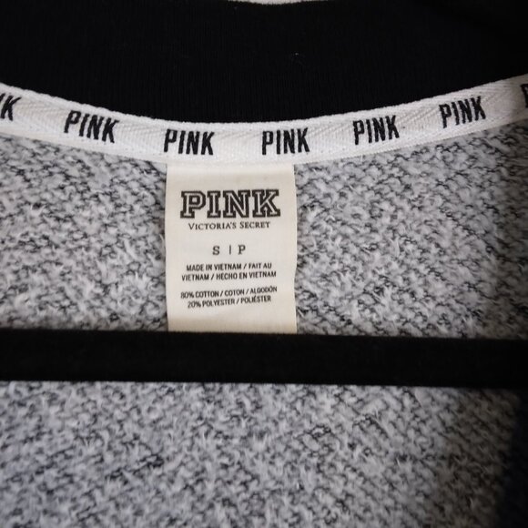 Victoria’s Secret PINK Charcoal Varsity V Neck Pullover Sweater Size S - Picture 3 of 10